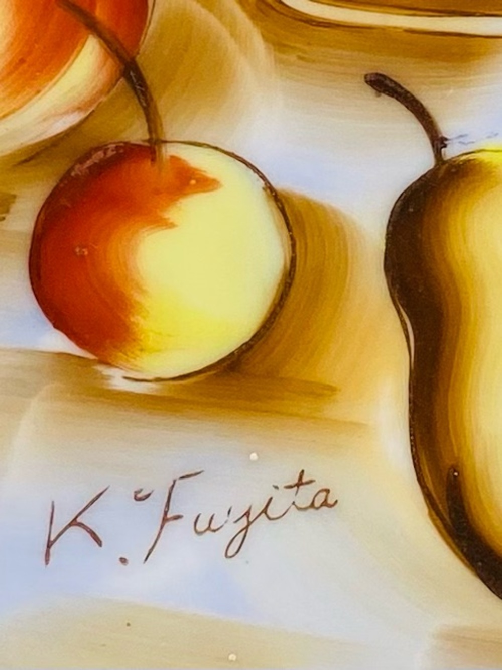 Vintage Porcelain Hand Painted Plate Featuring Fruit Still Life Signed K Fuyita - Picture 2 of 6
